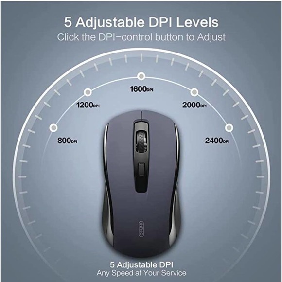 Wireless Mouse, 2.4G Wireless Ergonomic Mouse for Laptop, 5 Adjustable 2400 DPI - Picture 3 of 4